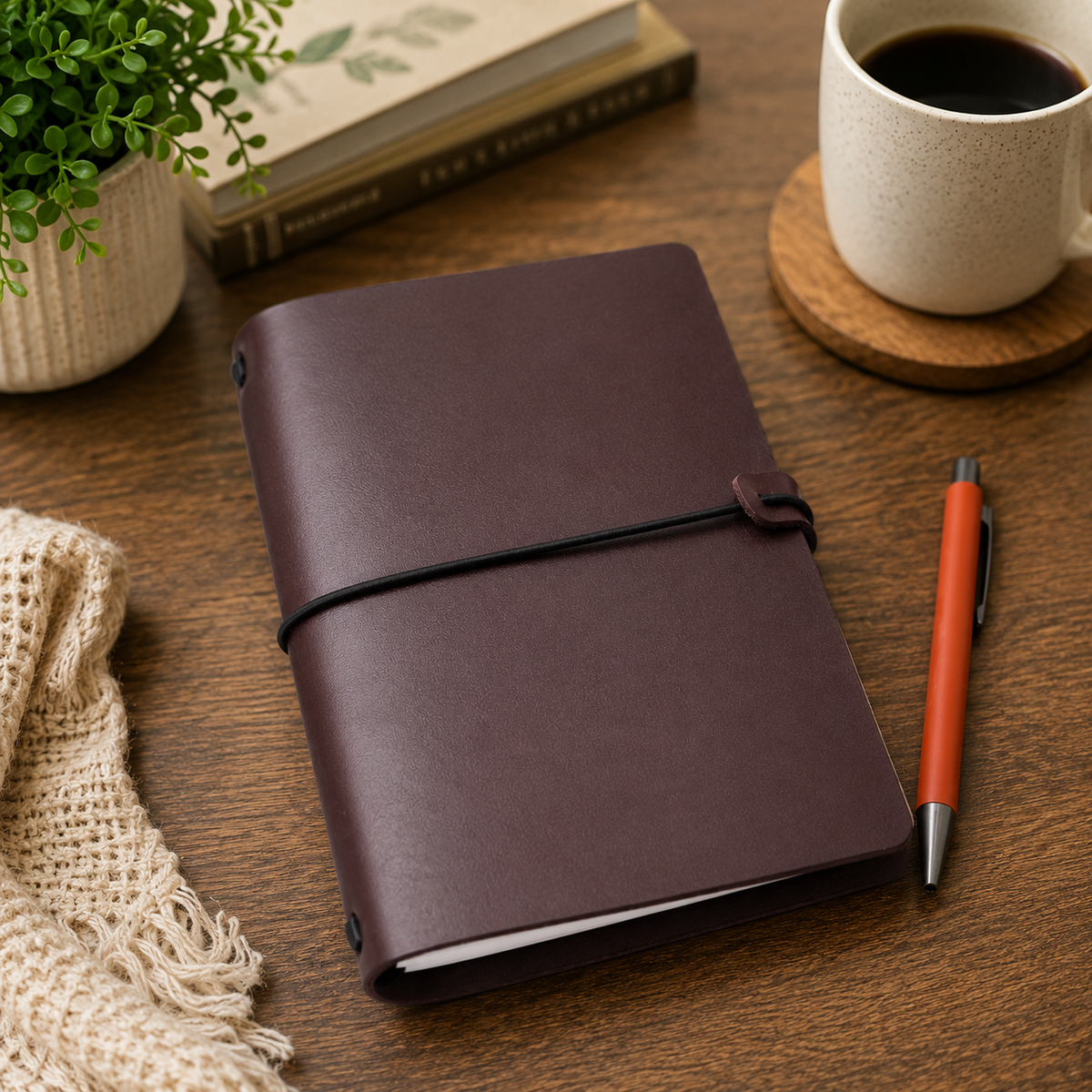 Gild & Grain Nomad A5 refillable leather wrap notebook
